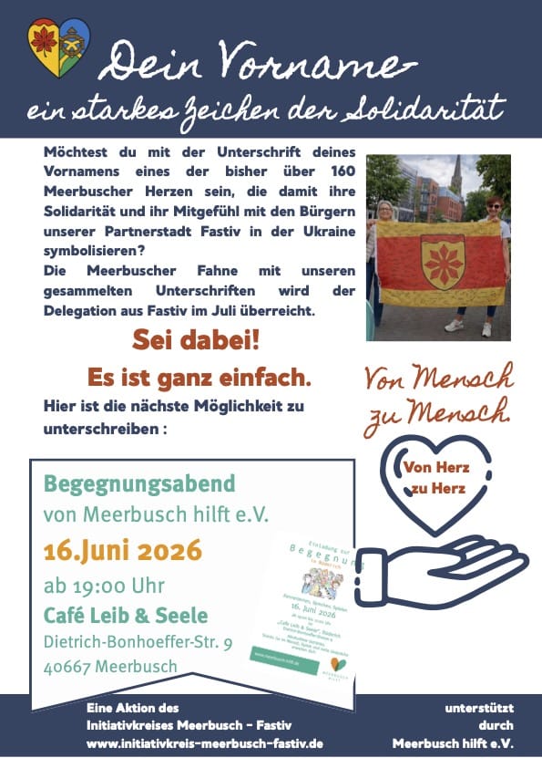 Plakat, Begegnungsabend Meerbusch hilft e.V.